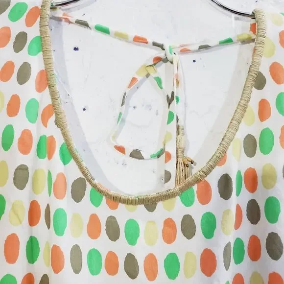 5x25 Skemo dotted mini fringe long sleeve open back ruffle dress size medium - Picture 13 of 14